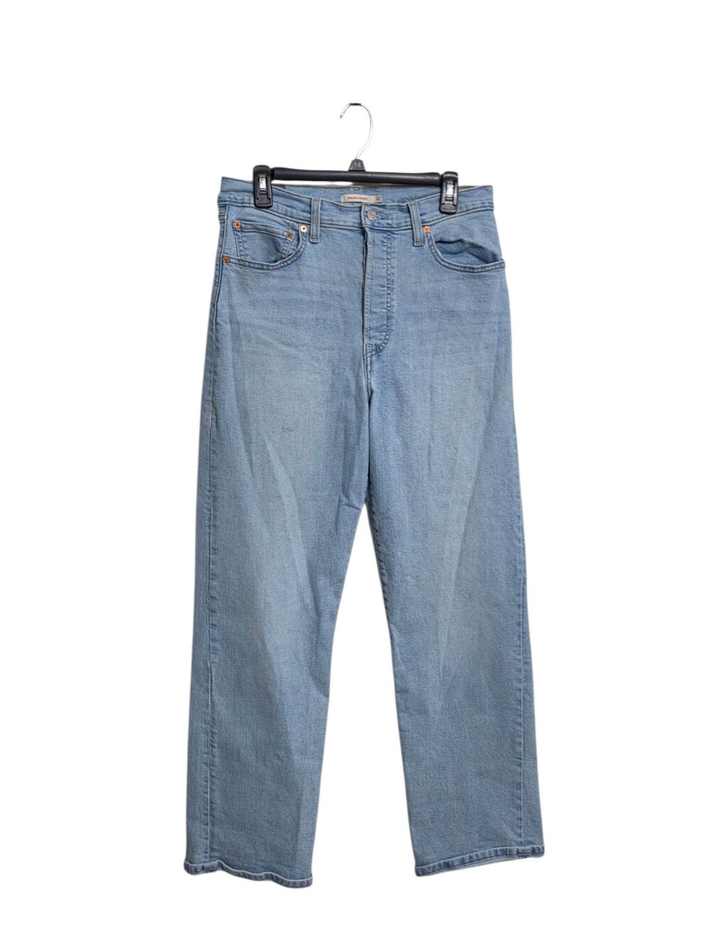 Levis Ribcage Straight High Rise Womens Jeans 32 Lightwash Button Fly